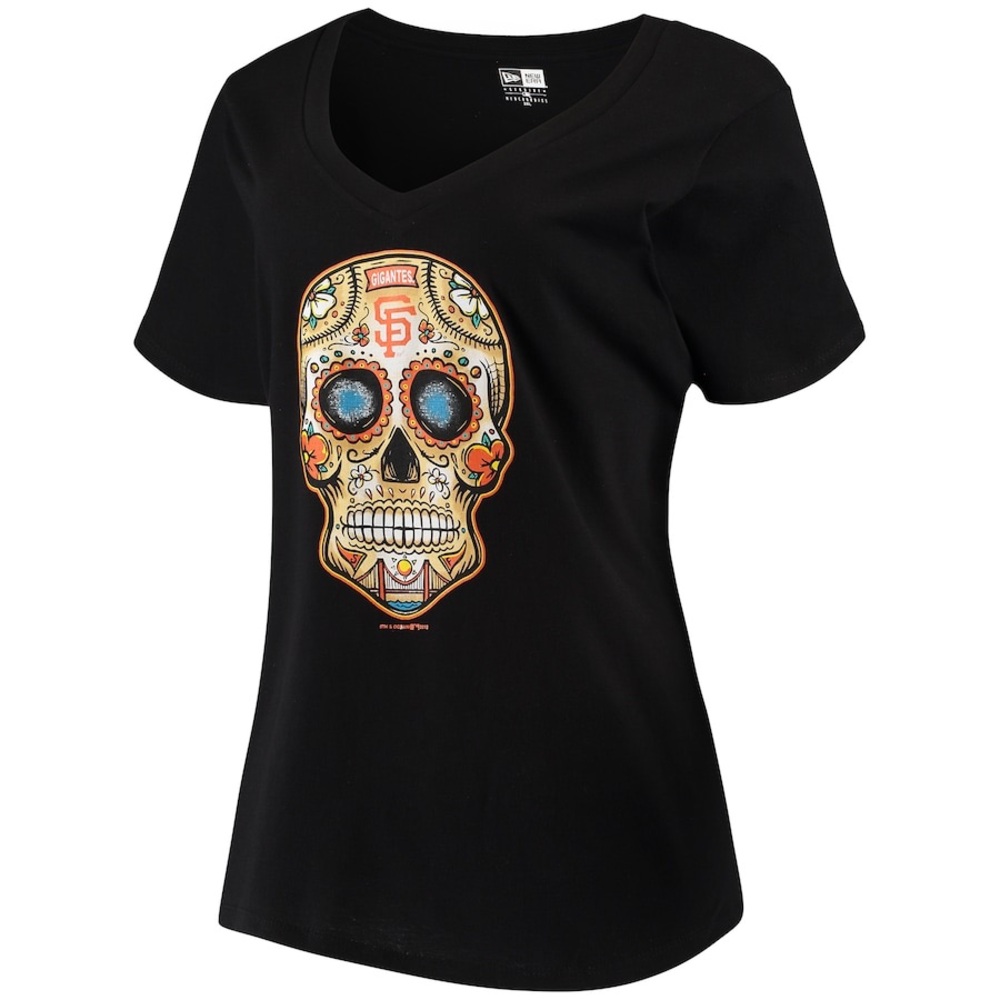 San Francisco Giants New Era Sugar Skull V-Neck T-Shirt